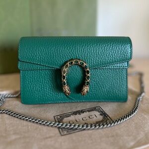 Gucci Dionysus Mini Shoulder Bag / Emerald Green Leather / New / Authentic